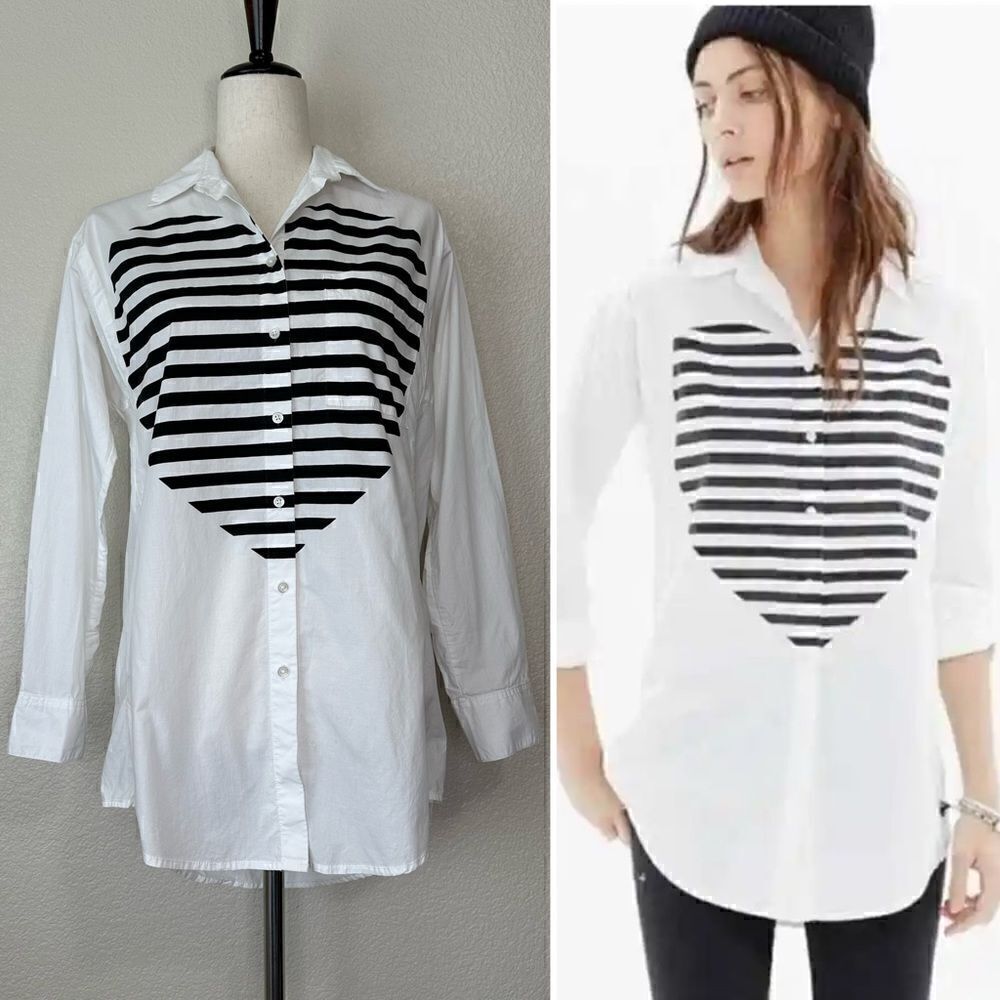 Madewell Black Heartbeat 100% Cotton Poplin Button Down Shirt